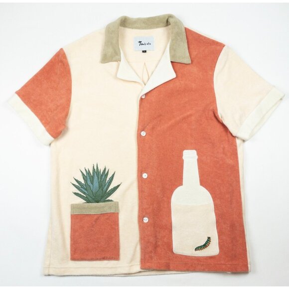 Tombolo Cabana Shirt Mens Large Gusanito Terry Clothing Tropical Graphic Pockets - Picture 1 of 11